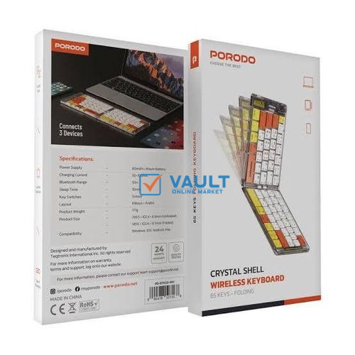 Porodo Crystal Shell Wireless Keyboard