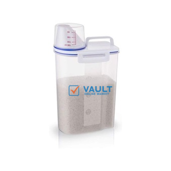 2 Litre Plastic Food Storage Rice Cereal Container Bin, White.