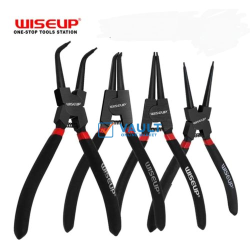 7 Inches Heavy Duty Circlip Pliers Kit Outside Inside Right Angled Beak Portable Multifunctional Snap Ring Circlip Pliers - Black,Red