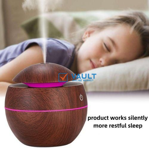 Ultrasonic Humidifier with Aroma and elegant Color Changing LED Light - Brown