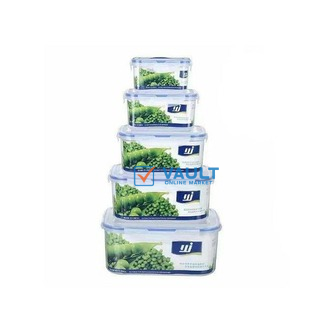 5 Piece Airtight Food Storage Containers Tins With Lids, Multi-Colors.
