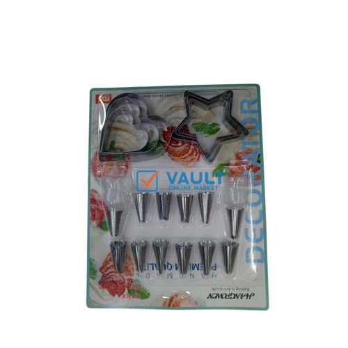 18pcs Set Pastry Icing Piping Nozzles Tips Cake Decoration Making Flower Decor Baking Tool - Silver