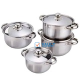 8 Piece Stainless Steel Saucepans Cookware Pots, Silver.