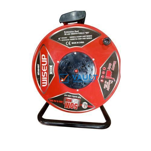WISEUP Heavy Duty Extension Reel 2.5mm Industrial Electric Power Cable 2.5mm - Red/Black