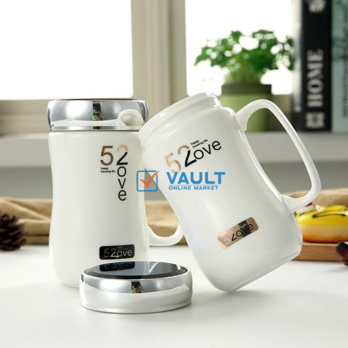 1 Piece of Unique Love Mug with Mirror Lid Ceramic Tea Coffee Mug Gift Cup