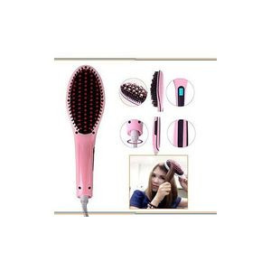 Electric Fast Hair Straightener Brush Comb Iron - Pink