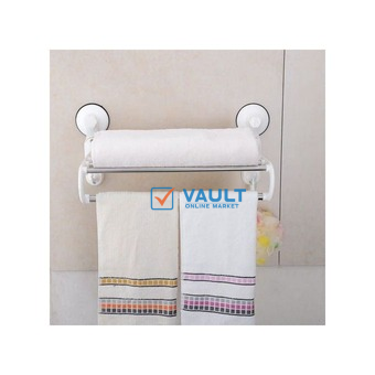 Kitchen And Bathroom Towel Rack With Magic Suction Cup and 5 Crossbars,White.