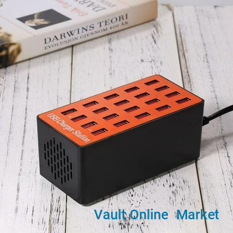 USB Charger station, 20 Ports 100W/20A Desktop USB Charging Station for multiple devices,Multi Ports USB Charger Charging for Apple Devices, Smartphones Tables and More Devices - Multicolor