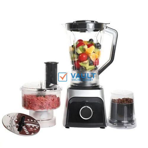 Hoffmans 5 In 1 Powerful Commercial Food Processor With Juicer, Blender And Grinder - Silver/Black