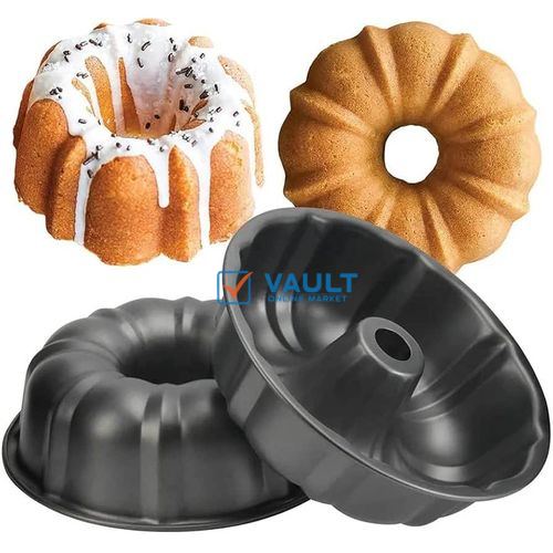 Nonstick Fluted Cake Pan, Perfect for Bundt Cakes, Monkey breads, casseroles, lasagnas, and More - Black