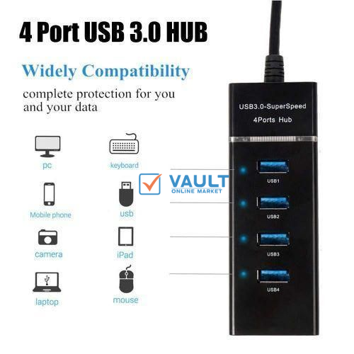 Hub USB 3.0, High-Speed. 4 Port Usb