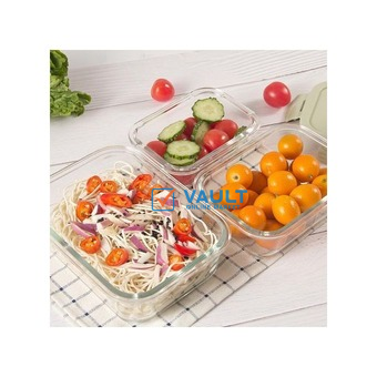 3 Piece Food Safe Microwave Oven Safe Glass Bowls Fridge Containers -Pink, White, Green, Multicolor