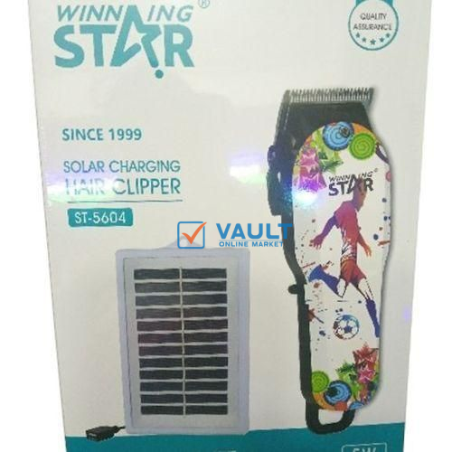 Winningstar 5W Solar Charge Saloon Hair Clipper With 0.8W/6V Solar Panel Lithium Battery 2200mAh - White, Black