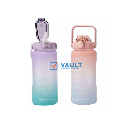 2L Time Marked Fitness Jug Outdoor Frosted Water Bottle, Multi-Colour.