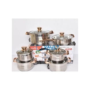 12 Piece Of Stainless Steel Pots And Frying pan Saucepans Cookware, Silver.