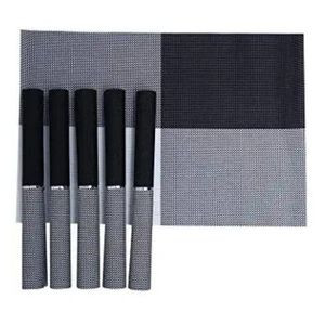 6 Pieces Of Placemats Table Mats With a Runner - Black