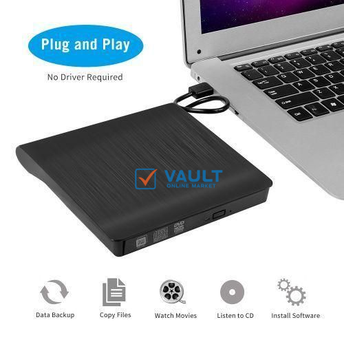 Usb 3.0 Pop-Up Mobile External Dvd-Rw Portable Drive - Black