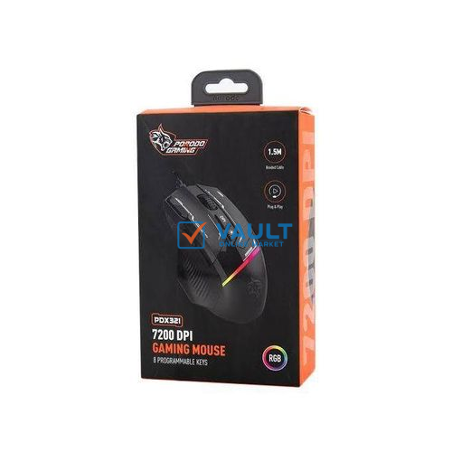 Porodo Gaming 8D RGB Wired Mouse DPI 7200 - Black