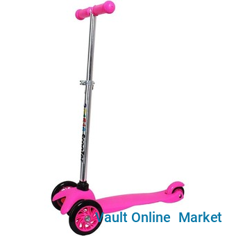 Mini Kick Runner Scooter For Kids 4 Wheels Plastic Skate Scooter For 3-10 Years Old Toddler and kids With Light Up Wheels And Adjustable Handle