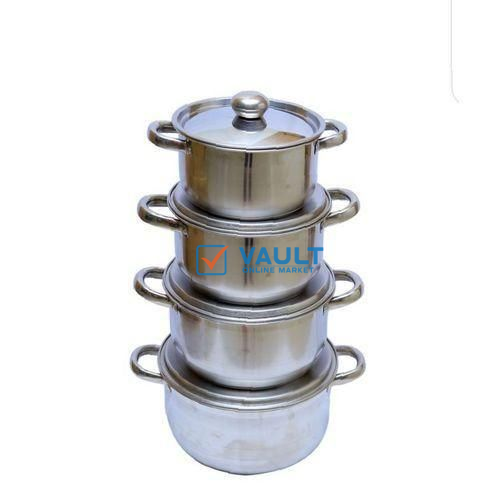 Stainless Steel Cookware Serving Dishes 4pc Set- Silver