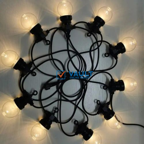 Fairy Light Plug In Outdoor ,LED Festoon Christmas Lights Street Garland Winter G40 G50 Retro Bulb For New Year Wedding Decoratio--20 LED 5M Warm white-