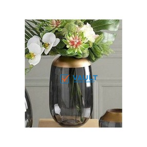 Glass Bowl, Flower Vase For table, living room kitchen Decor, Grey.