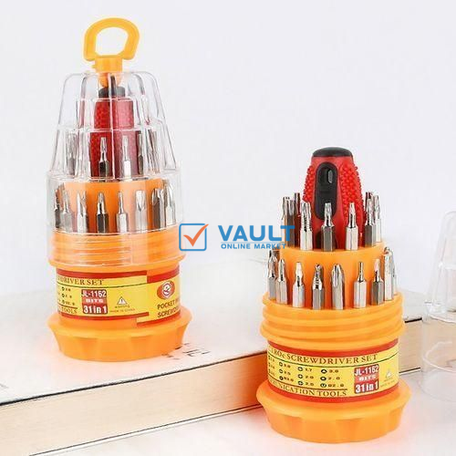 31 in 1 Screwdriver Set Mechanic Repair Tool Kit - Silver, Yellow, Red